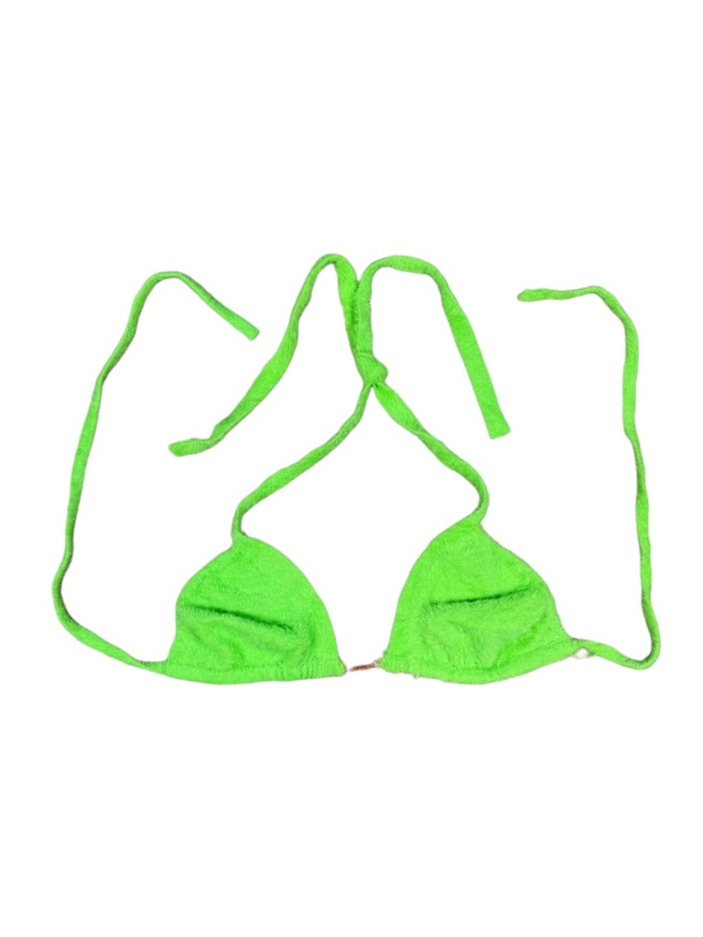 Savage x Fenty Fuzzy Neon Green Triangle Tie Bikini Top